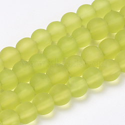 Transparent Glass Beads Strands, Frosted, Round, Green Yellow, 8mm, Hole: 1.5mm, about 42pcs/strand, 11.8 inch(X-GLAA-Q064-03-8mm)