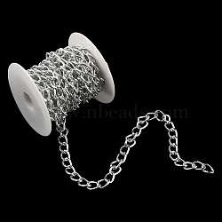 3m Aluminium Twisted Curb Chains, Diamond Cut Chains, Unwelded, Faceted, Silver, 10x6.5x1.8mm(CHA-YW0001-04S)