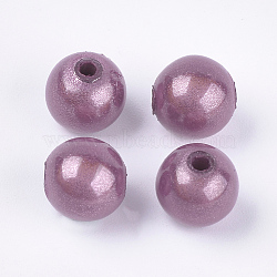 Spray Painted Acrylic Beads, Miracle Beads, Bead in Bead, Round, Plum, 10mm, Hole: 2mm(X-PB9285-5)