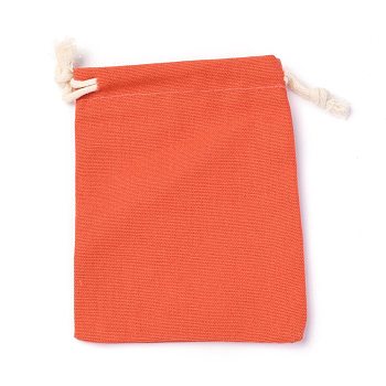 Polycotton Canvas Packing Pouches, Reusable Muslin Bag Natural Cotton Bags with Drawstring Produce Bags Bulk Gift Bag Jewelry Pouch for Party Wedding Home Storage, Orange, 12x9cm
