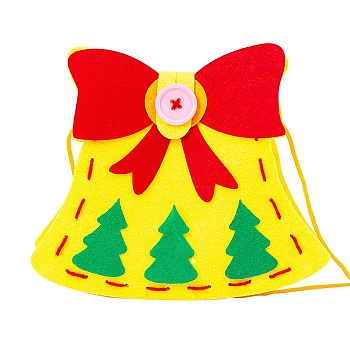 DIY Non-woven Christmas Theme Bag Kits, including Fabric, Needle, Cord, Christmas Bell