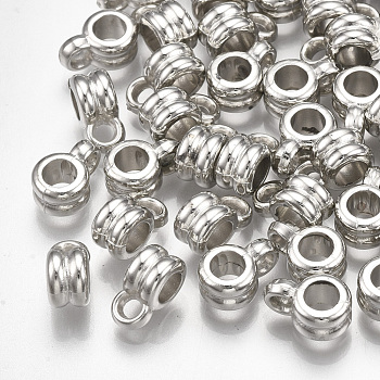 CCB Plastic Tube Bails, Loop Bails, Platinum, 9.5x4.5x6mm, Hole: 2mm, Inner Diameter: 3.5mm