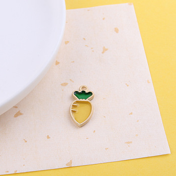 Alloy Pendants, with Enamel, Cadmium Free & Lead Free, DIY Accessories, Carrot, Matte Gold Color, Gold, 25x12mm