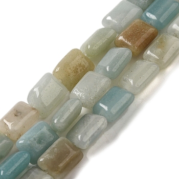 Natural Flower Amazonite Beads Strands, Rectangle, 8~9x6.5~7x4mm, Hole: 0.8mm, about 45pcs/strand, 15.16 inch(38.5cm)