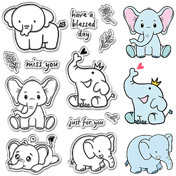 Custom PVC Plastic Clear Stamps, for DIY Scrapbooking, Photo Album Decorative, Cards Making, Stamp Sheets, Film Frame, Elephant, 160x110x3mm