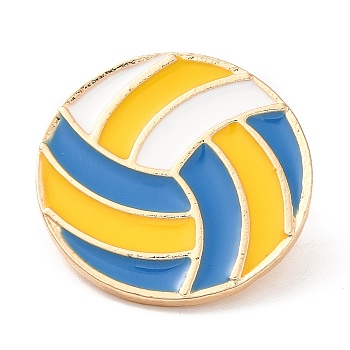 Enamel Pins, Light Gold Alloy Badge for Backpack Clothes, Volleyball, 24.5x2mm