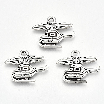 Tibetan Style Alloy Pendants, Lead Free & Cadmium Free, Helicopter, Antique Silver, 15.5x19x2mm, Hole: 1.8mm, about 520pcs/500g