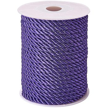 Polyester Cord, Twisted Cord, Indigo, 5mm, about 18~19yards/roll(16.4m~17.3m/roll)