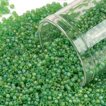 TOHO Round Seed Beads, Japanese Seed Beads, (167F) Transparent AB Frost Peridot, 15/0, 1.5mm, Hole: 0.7mm, about 3000pcs/bottle, 10g/bottle