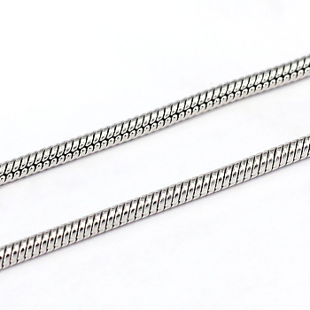 Tarnish Resistant 304 Stainless Steel Round Snake Chains, Soldered, with Spool, Stainless Steel Color, 2mm