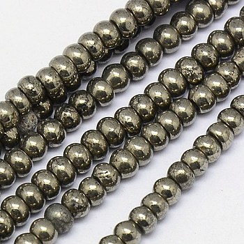 Natural Pyrite Beads Strands, Rondelle , 4x3mm, Hole: 1mm, about 137pcs/strand, 15.74 inch