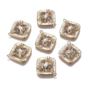 Real Gold Plated Clear Rhombus Brass+Cubic Zirconia Pendants