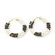 Porcelain Beaded Huggie Hoop Earrings for Women(X1-EJEW-C003-01A-RS)-1