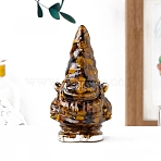 Resin Gnome Display Decoration, with Natural Tiger Eye Chips inside Statues for Home Office Decorations, 77x48mm(PW-WG45A23-18)