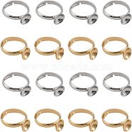 CHGCRAFT 20Pcs 2 Colors Adjustable Brass Rings Findings, Flat Round Pad Ring Base Settings, Platinum & Golden, US Size 4 1/4(15mm), Tray: 7.5mm, 10Pcs/color(DIY-CA0005-56)