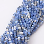 Natural Fire Crackle Agate Beads Strands, Dyed, Faceted, Round, Cornflower Blue, 4mm, Hole: 0.8mm, about 90~92pcs/strand, 14 inch(G-G882-4mm-B02)
