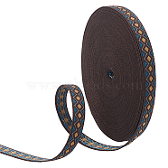 Elite 16.6 Yards Ethnic Style Polyester Rhombus Ribbon, for Clothing Sewing, Marine Blue, 1/2 inch(12mm)(SRIB-PH0001-35B)
