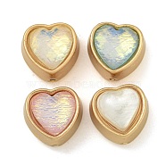 Rack Plating Resin Alloy Beads, Heart Lead Free & Cadmium Free & Nickel Free, Mixed Color, 13.5x13.5x9.5mm, Hole: 1.6mm(FIND-M033-07)