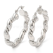 Brass Twist Rope Hoop Earrings, Platinum, 39~40x35~35.5x5.5mm(EJEW-K248-15P)