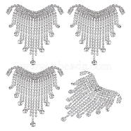 4Pcs Crystal Rhinestone Tassel Heart Shoulder Badge, Creative Brass Brooch for Men Women, Platinum, 55x42.5x7mm(JEWB-CA0001-23)