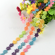 Flower Polyester Ribbon, for Gift Packing, Colorful, 1/2 inch(13mm)x1mm, about 15yards/bundle(13.716m/bundle)(NWIR-R022-02)
