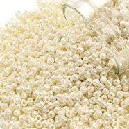 TOHO Round Seed Beads, Japanese Seed Beads, (123L) Opaque Luster White Cream, 11/0, 2.2mm, Hole: 0.8mm, about 1103pcs/10g(X-SEED-TR11-0123L)
