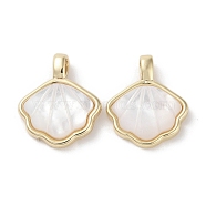 Brass Pave Shell Charms, Shell Shape Charms, Real 18K Gold Plated, 15x13x3.5mm, Hole: 1.5x2.5mm(KK-G491-38G)