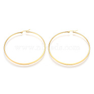 304 Stainless Steel Big Hoop Earrings, Hypoallergenic Earrings, Ring, Golden, 72x2mm, 12 Gauge, Pin: 1x0.7mm(EJEW-J226-001G)