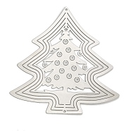 Christmas 201 Stainless Steel Laser Cut Connector Charms, Stainless Steel Color, Non-Tarnish, Etched Metal Embellishments, Christmas Tree, 100x98x0.3mm, Hole: 2mm(STAS-Z116-03P-01)