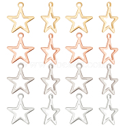 Beebeecraft 80Pcs 4 Colors 304 Stainless Steel Pendants, Cut-Out, Star, Hollow, Mixed Color, 15x13x0.8mm, Hole: 1.4mm, 20pcs/color(STAS-BBC0001-92)
