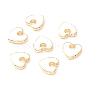 Rack Plating Eco-friendly Brass Enamel Charms, Long-Lasting Plated, Real 18K Gold Plated, Cadmium Free & Nickel Free & Lead Free, Heart, White, 9.5x10x2mm, Hole: 3mm(KK-D073-04G-01-NR)