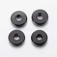 304 Stainless Steel Spacer Beads, Donut, Electrophoresis Black, 8x2.5mm, Hole: 3mm(STAS-F136-04B)