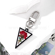 Epoxy Resin Dried Flower Pendant Decorations, Triangle, 76x25mm(PW-WG14EC9-02)