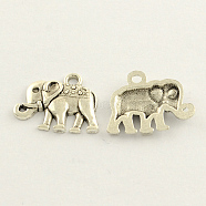 Tibetan Style Zinc Alloy Elephant Charms, Cadmium Free & Lead Free, Antique Silver, 15x19x2mm, Hole: 2mm, about 971pcs/1000g(TIBEP-S287-02)
