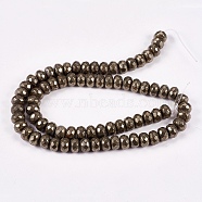 Natural Pyrite Beads Strands, Rondelle, Faceted, 8x5mm, Hole: 1mm, about 80pcs/strand, 15.74 inch(G-L051-8x5mm-01)