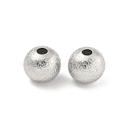 Brass Textured Beads, Round, Real Platinum Plated, 8x7mm, Hole: 1.8mm(KK-P258-05A-P)