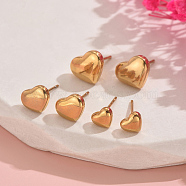 Heart Stainless Steel Stud Earrings Set for Valentine's Day Gift, Real 18K Gold Plated, 7~11mm(CR9296)