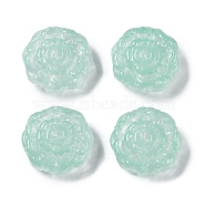 Painted Glass Beads, Flower, Medium Turquoise, 15x15.5x6.5mm, Hole: 1.2mm(GLAA-S202-14F)