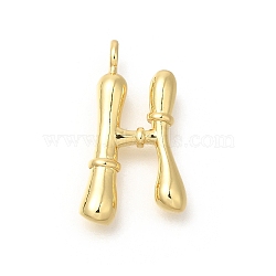 Rack Plating Brass Pendants, Cadmium Free & Lead Free, Letter A~Z Charms, Letter H, 23x13x4mm, Hole, 2mm(KK-I722-08G-H)