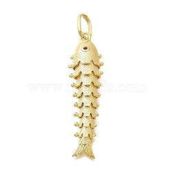 Rack Plating Brass Pendants, Fish Charms, Long-Lasting Plated, Lead Free & Cadmium Free, with Jump Ring, Real 18K Gold Plated, 60x16x10mm(KK-M309-37A-G)