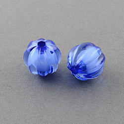 Transparent Acrylic Beads, Bead in Bead, Round, Pumpkin, Medium Blue, 10mm, Hole: 2mm, about 1100pcs/500g(TACR-S089-10mm-12)
