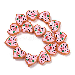 Handmade Heart Lampwork Beads Strands, Flower, 24~25x24~25x11mm, Hole: 1.4mm, about 15pcs/strand, 14.2''(36cm)(LAMP-P069-04B-07)