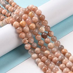 Round Natural Multi-Moonstone Beads Strands, Moonstone & Sunstone Beads, 6mm, Hole: 1mm, about 62pcs/strand, 15.4 inch(G-I176-09-6mm)