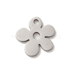 201 Stainless Steel Charms, Laser Cut, Flower Charm, Stainless Steel Color, 13x12.5x1mm, Hole: 1.5mm(STAS-E211-13P)