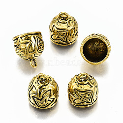 Tibetan Style Alloy Metal Cord Ends, End Caps, Cadmium Free & Lead Free, Antique Golden, 17x15mm, Hole: 3mm, Inner Diameter: 12mm, about 250pcs/1000g(TIBE-N011-033AG-RS)