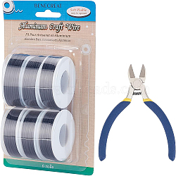 BENECREAT Round Aluminum Wire, with Iron Side Cutting Pliers, Black, 17 Gauge, 1.2mm, 16m/roll, 6 rolls(AW-BC0003-32C-1.2mm)
