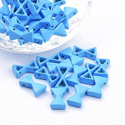 Spray Painted Alloy Multi-Strand Links, For Tile Elastic Bracelets Making, Bowknot, Sky Blue, 13x8x3.5mm, Hole: 1mm(PALLOY-G268-K-049)