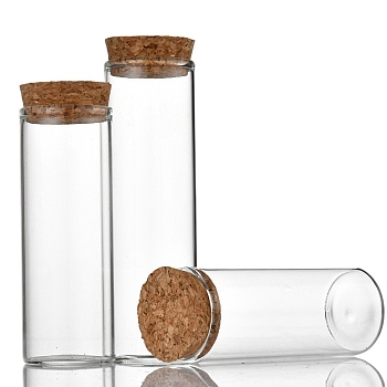 Column Glass Jar Glass Bottles, with Wooden Cork, Wishing Bottle, Bead Containers, Clear, 3.7x10cm, Capacity: 80ml(2.71fl. oz)