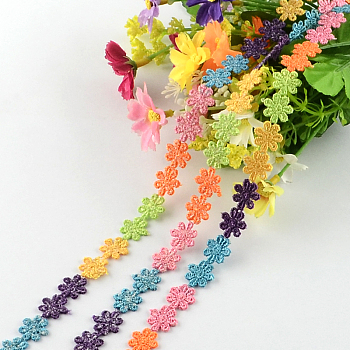 Flower Polyester Ribbon, for Gift Packing, Colorful, 1/2 inch(13mm)x1mm, about 15yards/bundle(13.716m/bundle)