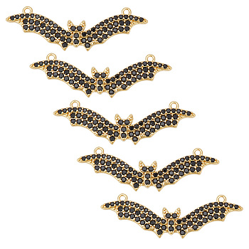 5Pcs Brass with Clear Grade AAA Cubic Zirconia Pendants, Bat, 
Cadmium Free & Lead Free, Real 18K Gold Plated, 13x39x3mm, Hole: 1.2mm